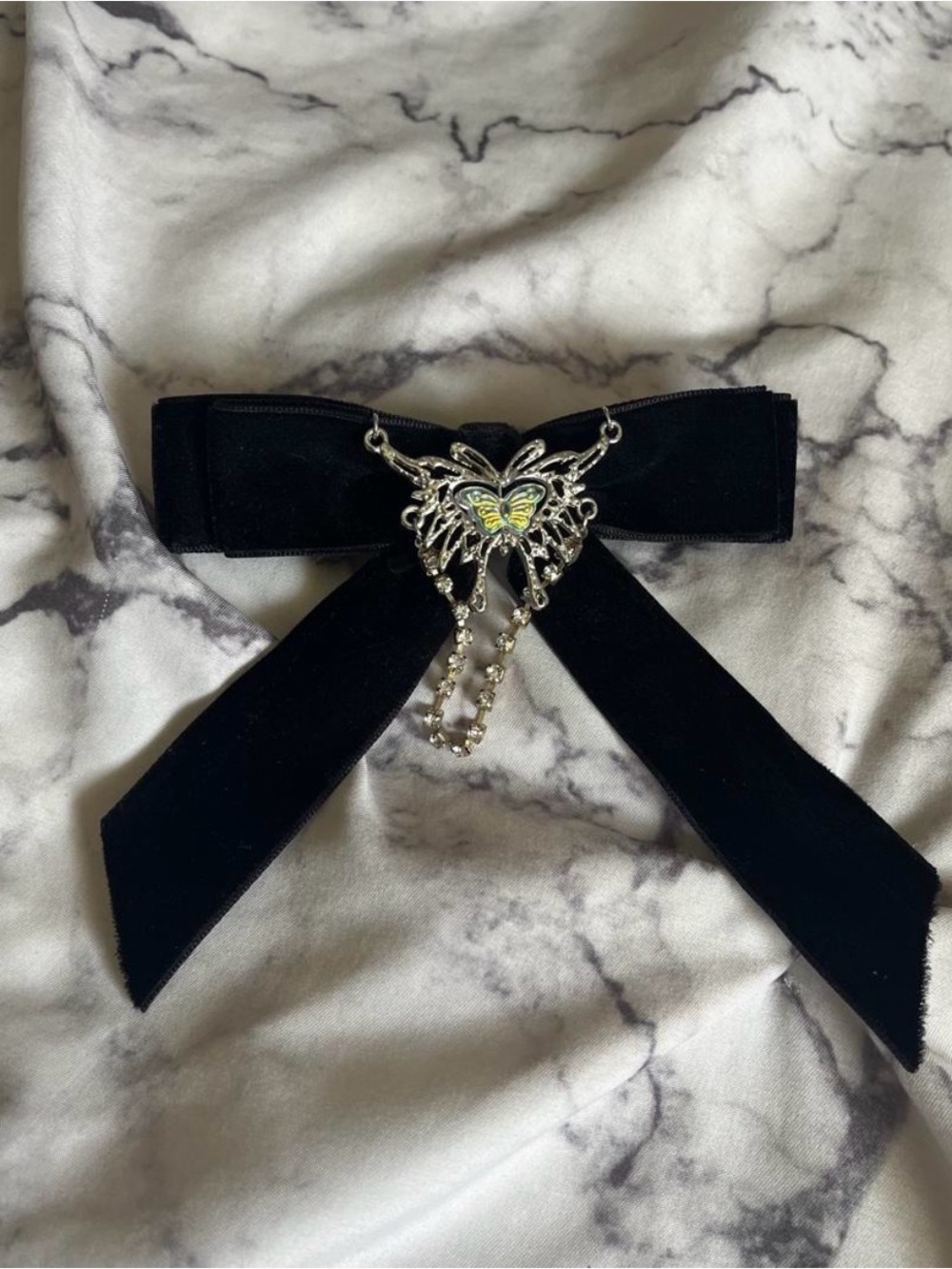 Black Velvet Butterfly Bow Hair Clip